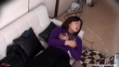 young asian spied at home - She finishes off two times