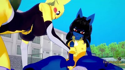 Pokemon manga porn furry Yiff 3d - Lucario x Pikachu stiff hump - japanese chinese manga anime porn game porn cartoon