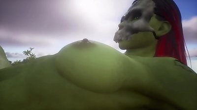 Wildlife sandbox - huge Orc Amazon Catches Human - She's ripped!