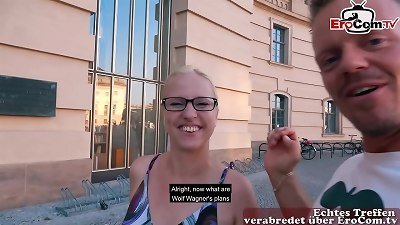 German single chick next door tries real public sightless meeting and gets boned