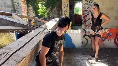 young French chick gets plowed by 2 clowns in total Urbex