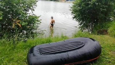During the trip, we stopped at a tent camp. My handsome feet aroused my stepson so much that he came to my tent to play with them