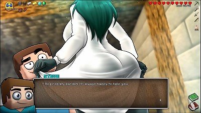 HornyCraft [Minecraft Parody manga porn game PornPlay ] Ep.33 the witch gargles Steve huge penis while he chats to Alex