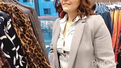 fellatio in the chaning apartment - shopping in the mall heads horny - She swallows my spunk in public
