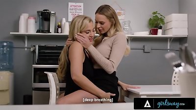 GIRLSWAY - big-titted towheaded Coworkers Emma Hix & Blake mini-rosebud Have sultry Affair At The Office