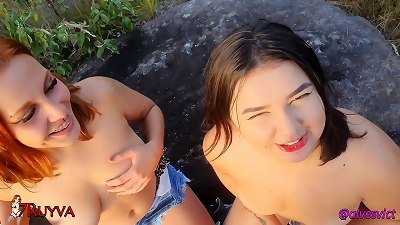 2  and a brush in the middle of the woods